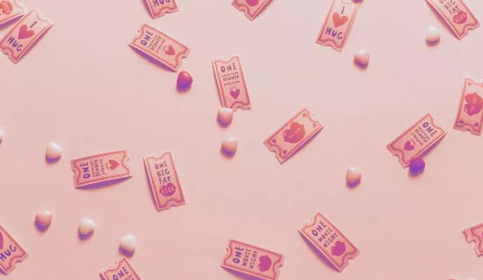 valentines day tickets scattered on table