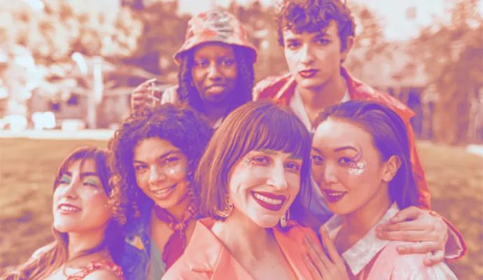 Groupf of friends for mardi gras